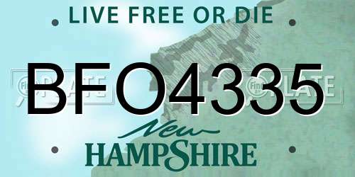 BFO4335 New Hampshire License Plate