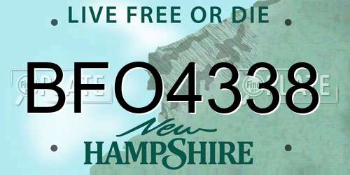 BFO4338 New Hampshire License Plate