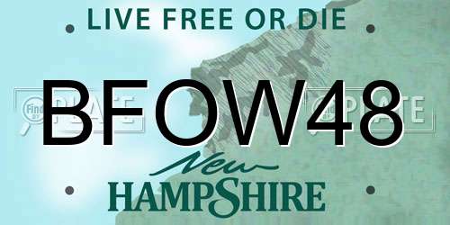 BFOW48 New Hampshire License Plate