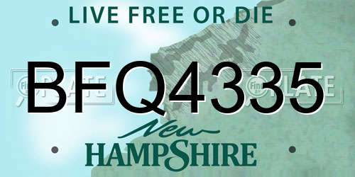 BFQ4335 New Hampshire License Plate