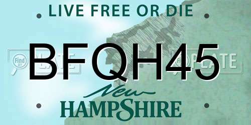 BFQH45 New Hampshire License Plate