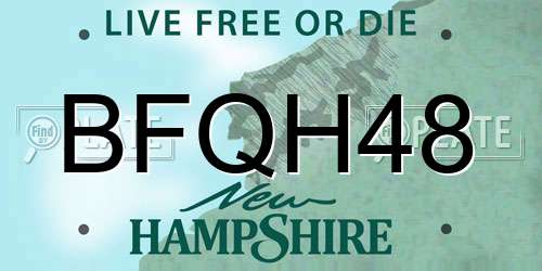 BFQH48 New Hampshire License Plate