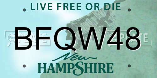 BFQW48 New Hampshire License Plate