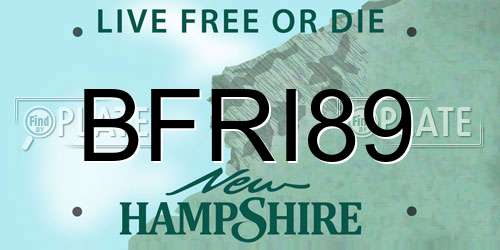 BFRI89 New Hampshire License Plate