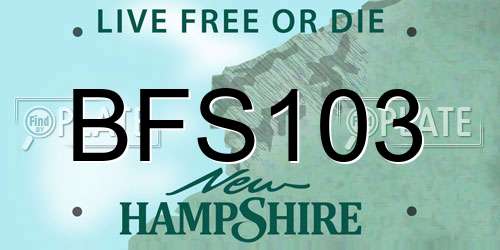 BFS103 New Hampshire License Plate