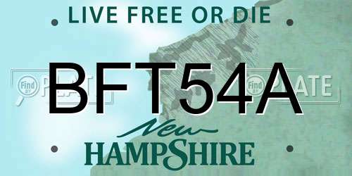 BFT54A New Hampshire License Plate