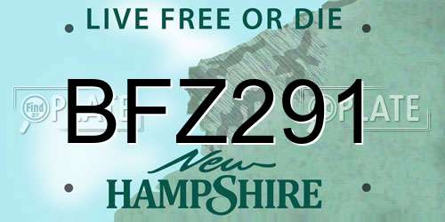 BFZ291 New Hampshire License Plate