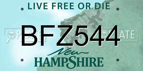 BFZ544 New Hampshire License Plate