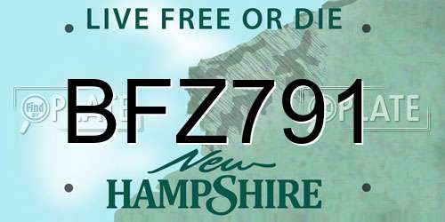 BFZ791 New Hampshire License Plate