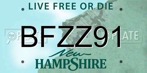 BFZZ91 New Hampshire License Plate