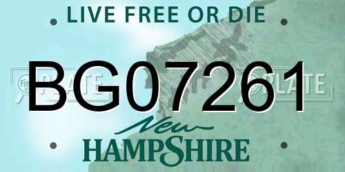 BG07261 New Hampshire License Plate