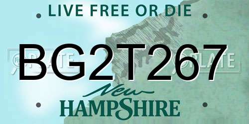 BG2T267 New Hampshire License Plate