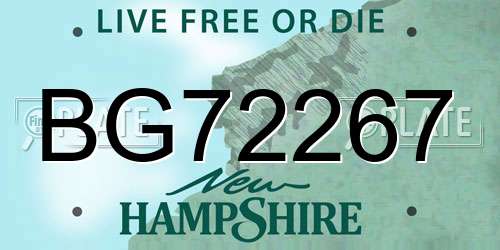 BG72267 New Hampshire License Plate