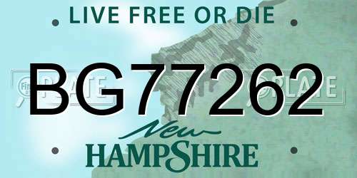 BG77262 New Hampshire License Plate