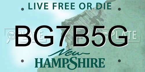 BG7B5G New Hampshire License Plate