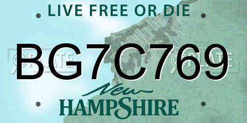 BG7C769 New Hampshire License Plate