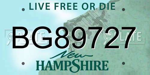 BG89727 New Hampshire License Plate