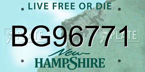BG96771 New Hampshire License Plate