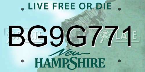 BG9G771 New Hampshire License Plate