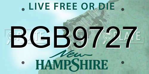 BGB9727 New Hampshire License Plate