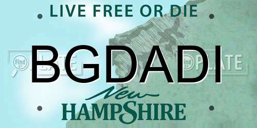 BGDADI New Hampshire License Plate