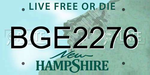 BGE2276 New Hampshire License Plate