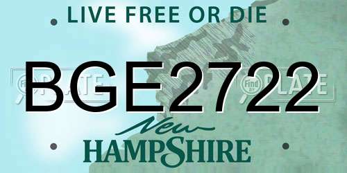 BGE2722 New Hampshire License Plate