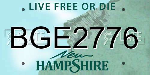BGE2776 New Hampshire License Plate