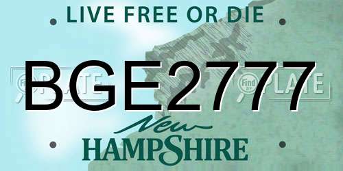 BGE2777 New Hampshire License Plate