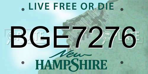 BGE7276 New Hampshire License Plate