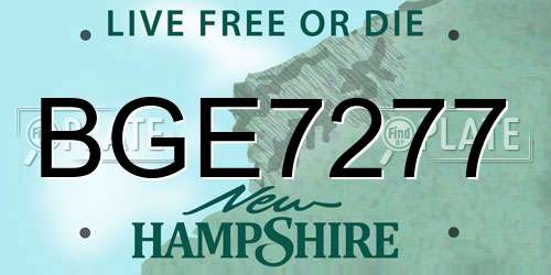 BGE7277 New Hampshire License Plate
