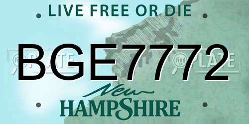 BGE7772 New Hampshire License Plate