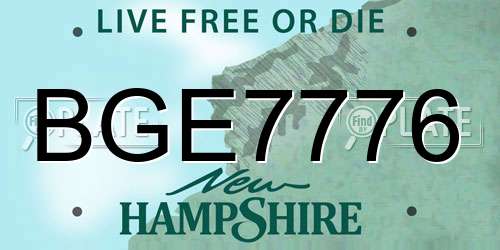 BGE7776 New Hampshire License Plate