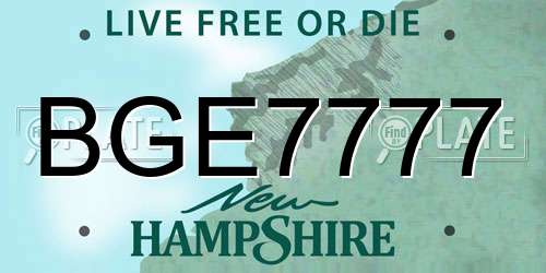 BGE7777 New Hampshire License Plate