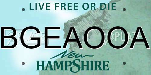 BGEAOOA New Hampshire License Plate