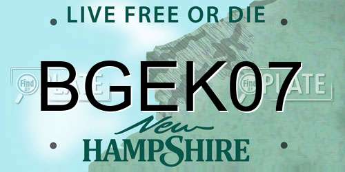 BGEK07 New Hampshire License Plate