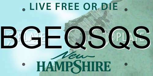 BGEQSQS New Hampshire License Plate