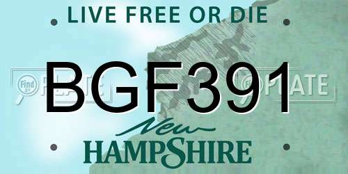 BGF391 New Hampshire License Plate
