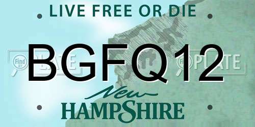 BGFQ12 New Hampshire License Plate
