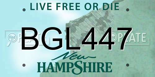 BGL447 New Hampshire License Plate
