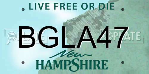 BGLA47 New Hampshire License Plate