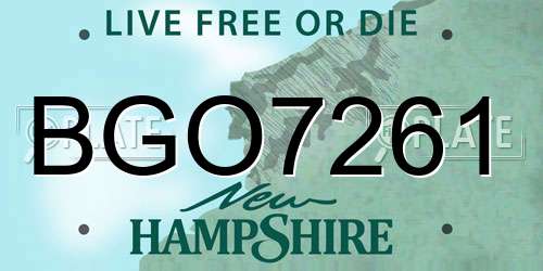 BGO7261 New Hampshire License Plate