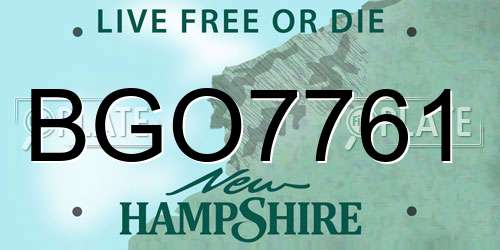 BGO7761 New Hampshire License Plate
