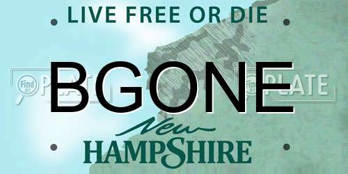 BGONE New Hampshire License Plate