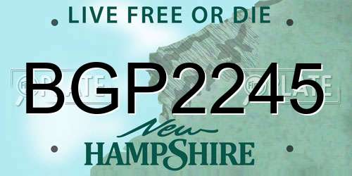 BGP2245 New Hampshire License Plate