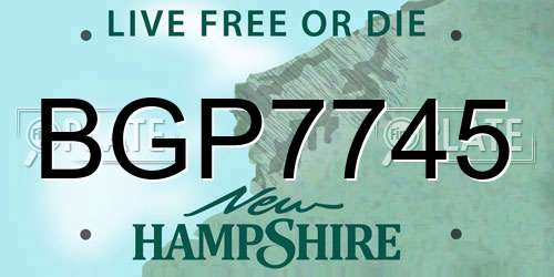 BGP7745 New Hampshire License Plate
