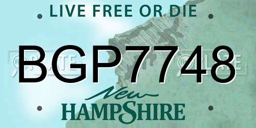 BGP7748 New Hampshire License Plate