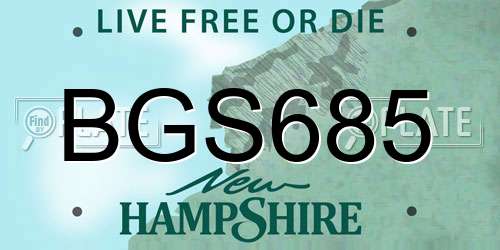 BGS685 New Hampshire License Plate