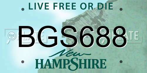 BGS688 New Hampshire License Plate