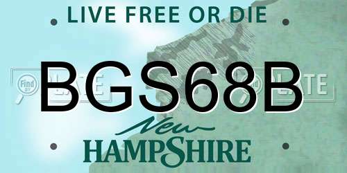 BGS68B New Hampshire License Plate